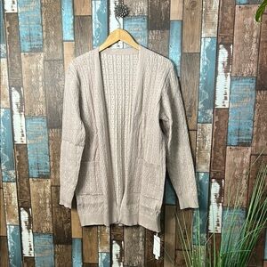 LOMON Women's Beige Cable Knit Cardigan